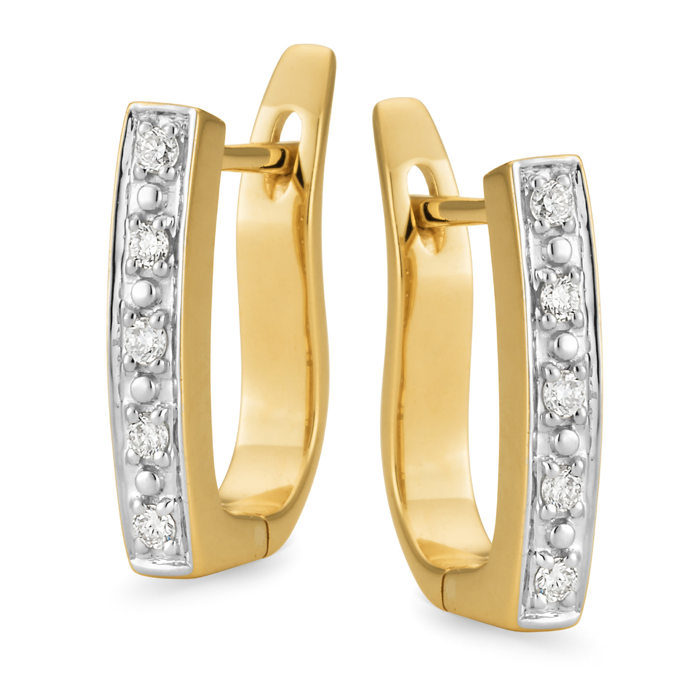 9ct Yellow Gold Diamond Huggie Earrings.