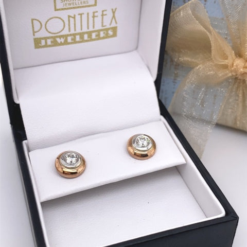 9ct Gold Diamond Solitaire Studs - 0.40 carats.