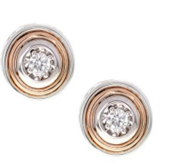 9ct White & Rose Gold Stud Earrings