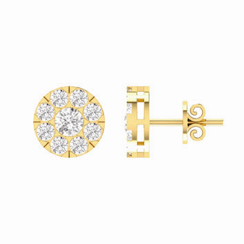 9ct Yellow Gold Diamond Cluster Stud Earrings -0.15cts