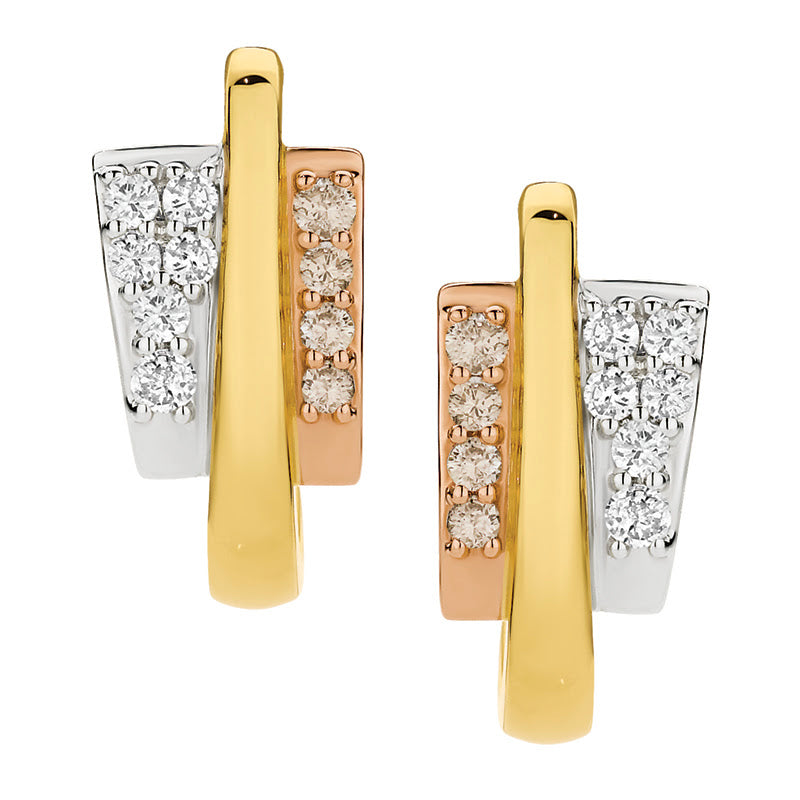 Dreamtime Diamond 3 Tone Huggie Earrings - 0.33 Carats.