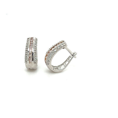 Natural Pink & White Diamond Huggie Earrings.