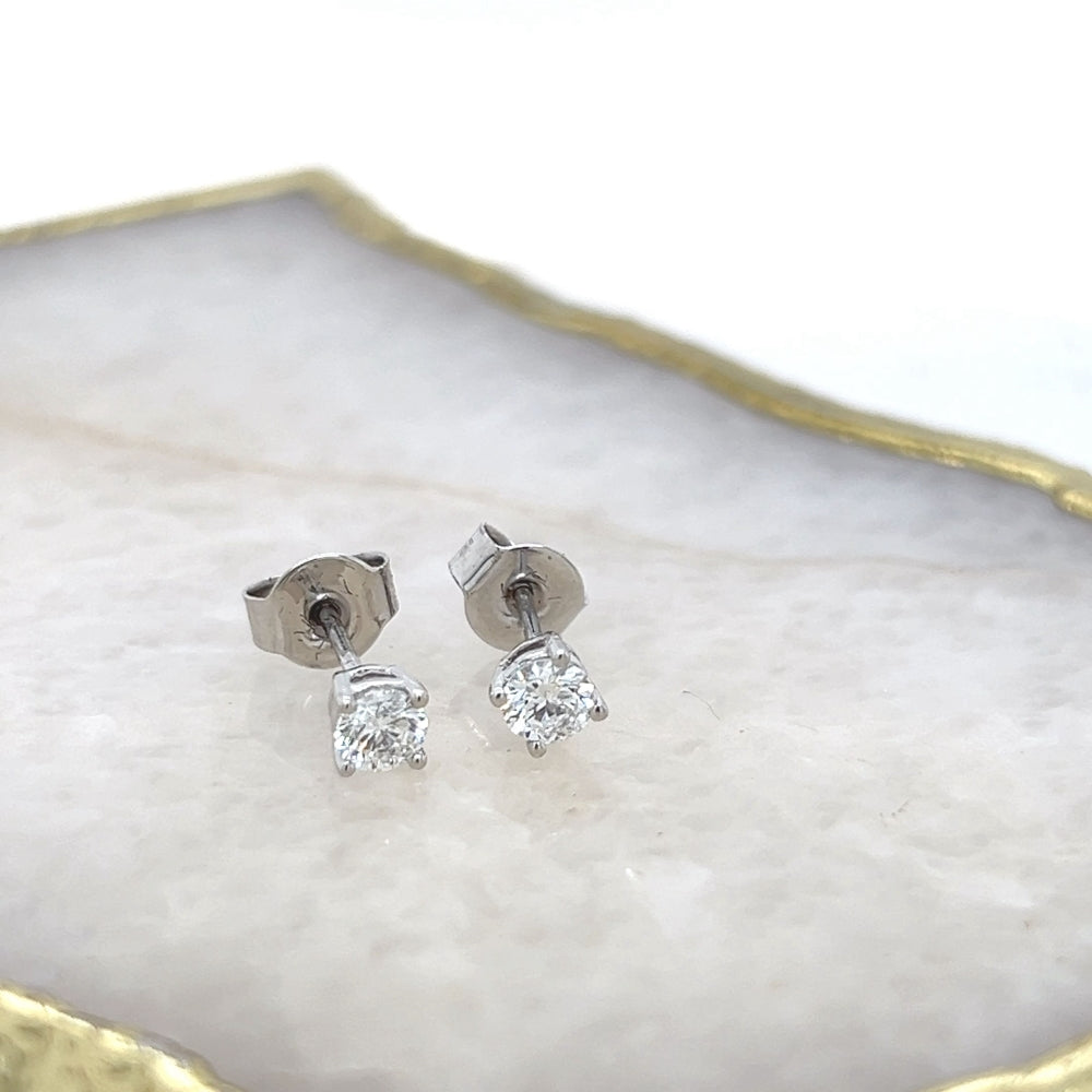 Labgrown Diamond Solitaire Stud Earrings 0.40 Carats in 9ct White Gold.