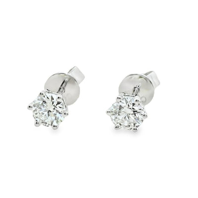 9ct White Gold Lab Grown Diamond Stud Earrings - 0.60 carats.