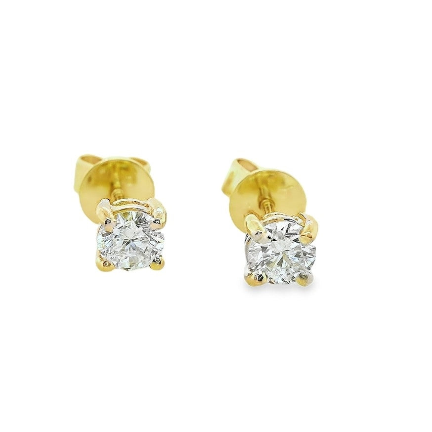 18ct Gold 1/2 Carat Lab Grown Diamond Stud Earrings.