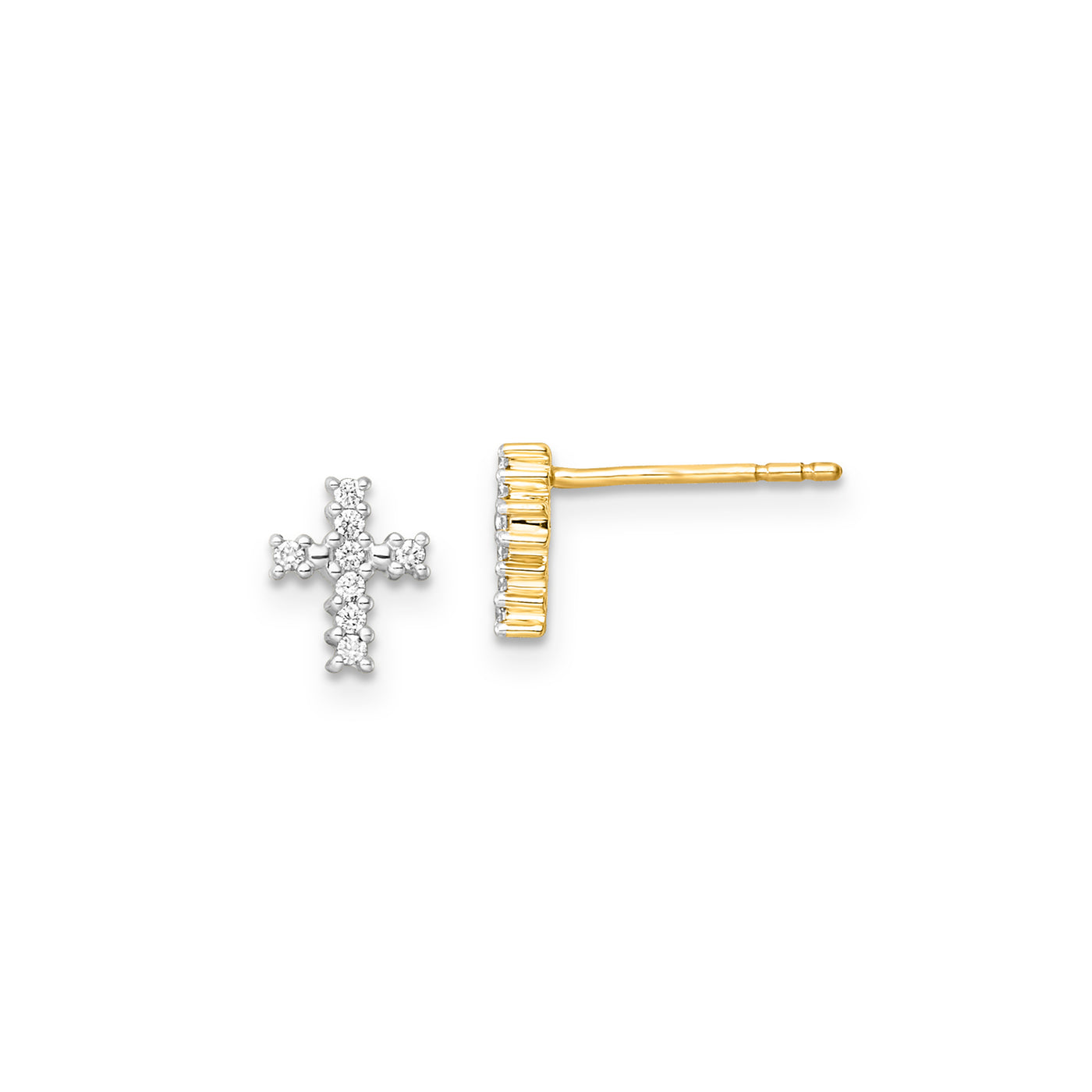 9ct Yellow Gold Lab-Grown Diamond Cross Stud Earrings