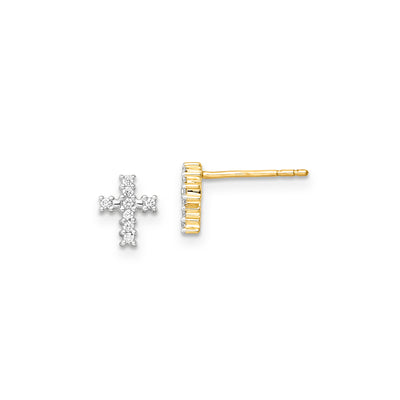 9ct Yellow Gold Lab-Grown Diamond Cross Stud Earrings
