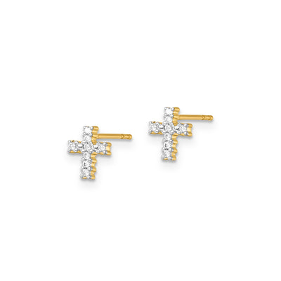 9ct Yellow Gold Lab-Grown Diamond Cross Stud Earrings