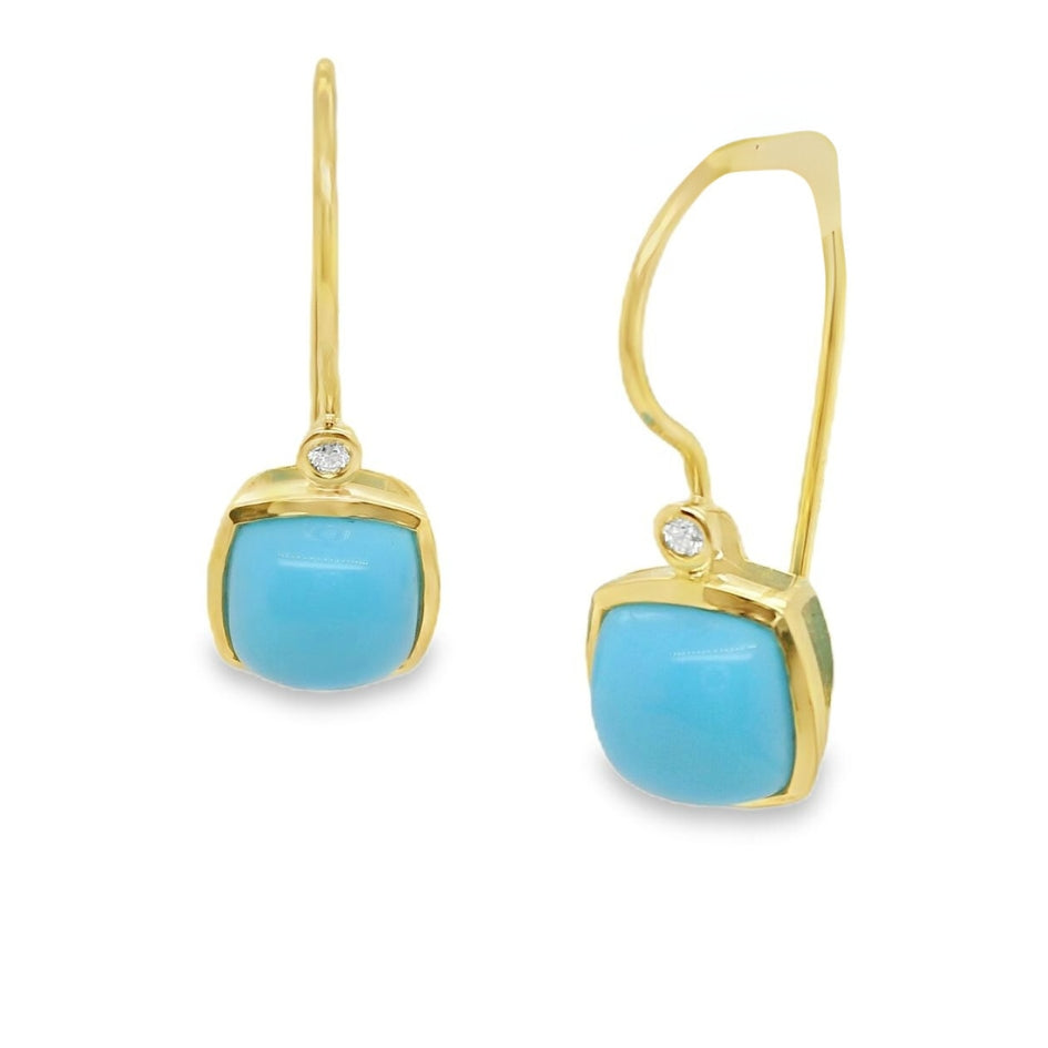 Turquoise & Diamond Drop Earrings.