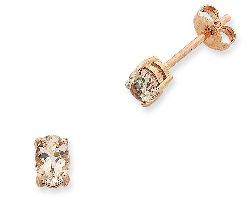 9ct Rose Gold Morganite Stud Earrings