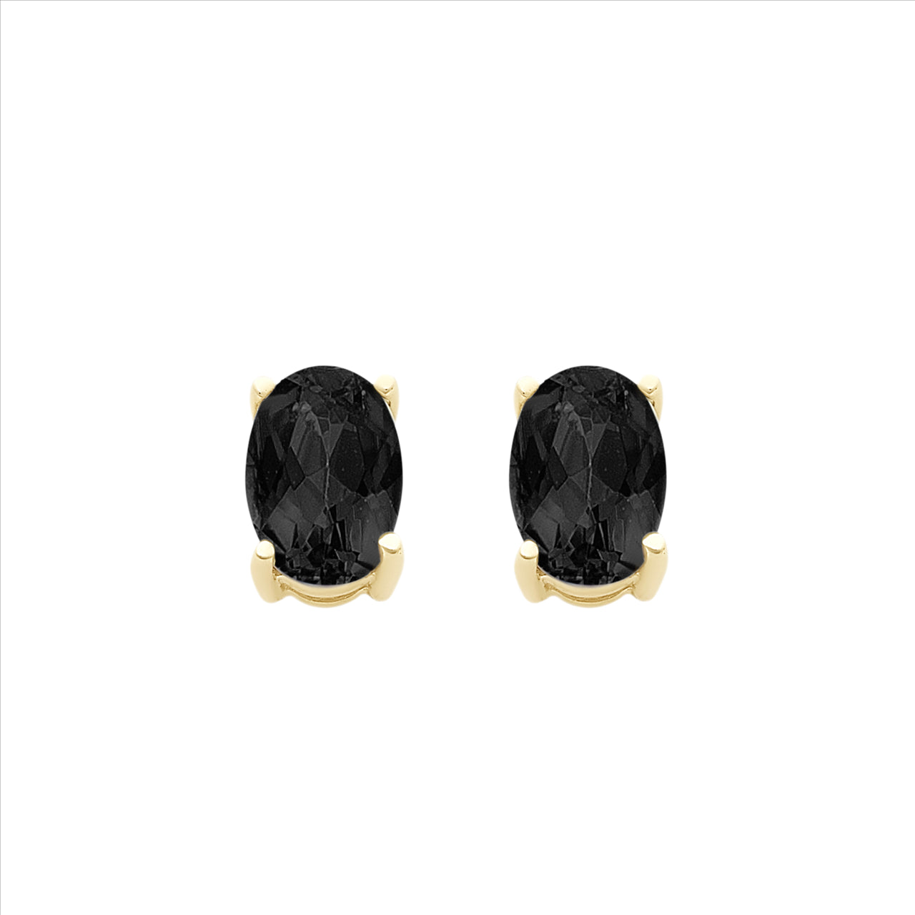 9ct Yellow Gold Natural Dark Blue Sapphire Studs