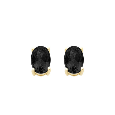 9ct Yellow Gold Natural Dark Blue Sapphire Studs