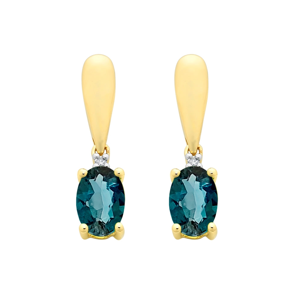 London Blue Topaz & Diamond Drop Earrings.
