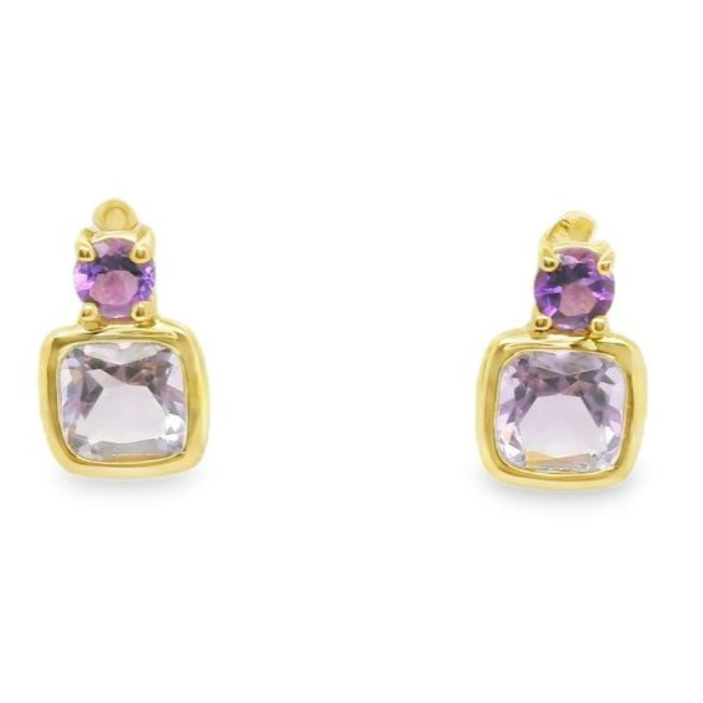 Pink Amethyst & Amethyst Stud Earrings.