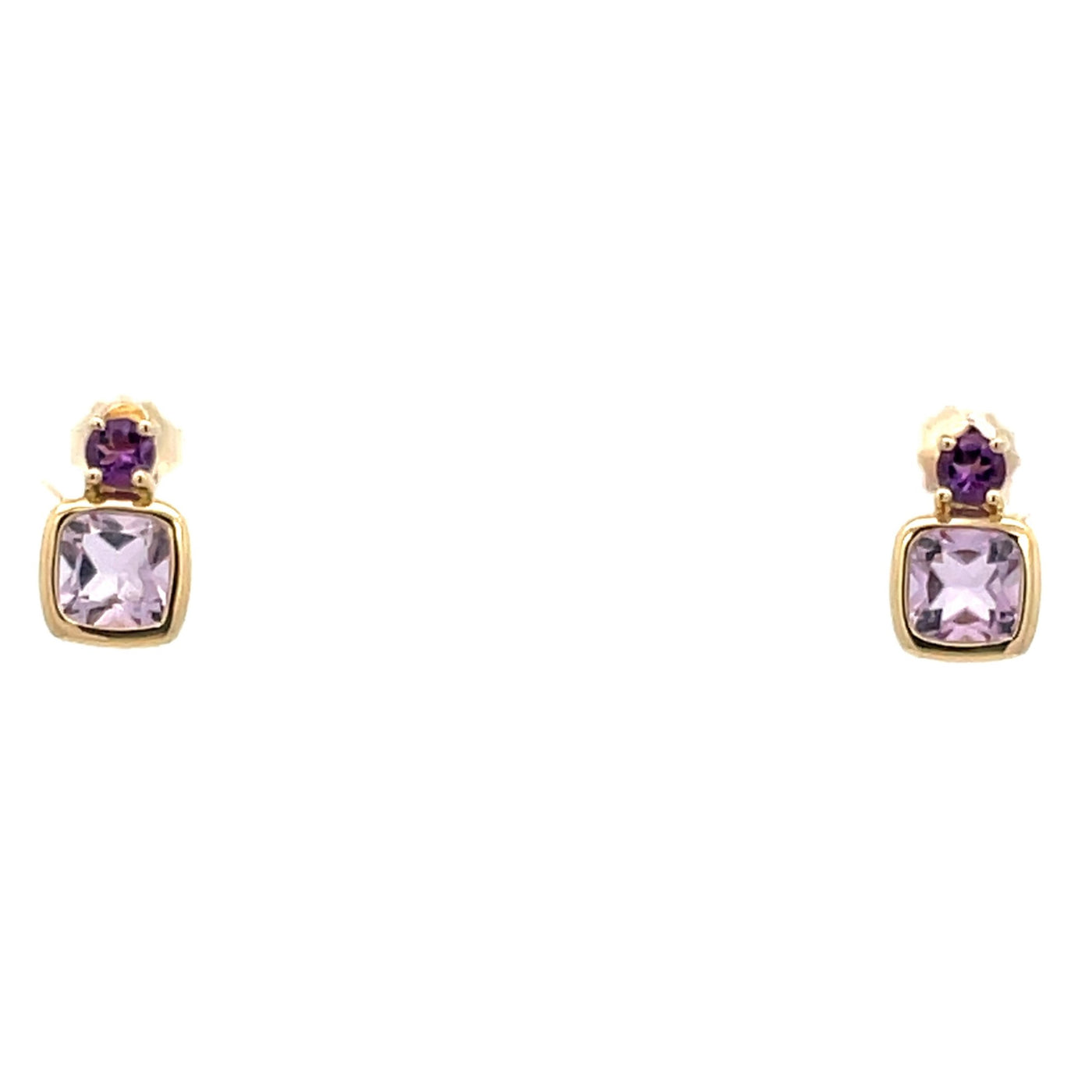 Pink Amethyst & Amethyst Stud Earrings.