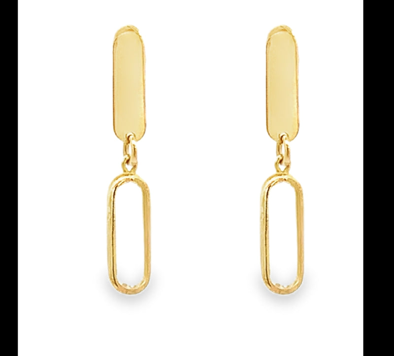 9ct Yellow Gold Pa[er Clip Drop Earrings with CZ