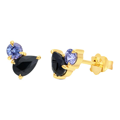 Blue Sapphire & Tanzanite Toi Et Moi Stud Earrings.