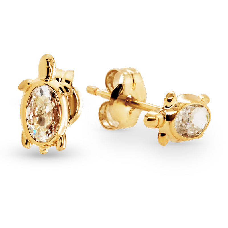 9ct Gold Turtle Stud Earrings.