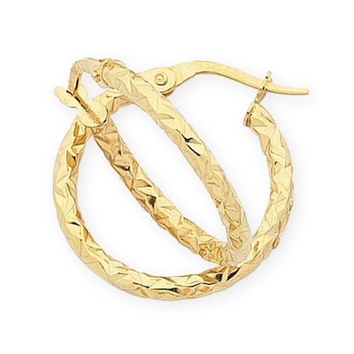 9ct Yellow Gold Silver Filled Fancy Patterned Hoops - 15mm.