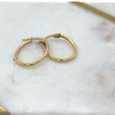 9ct Rose Gold Oval Hoop Earrings