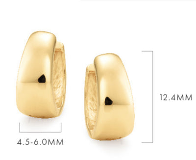 9ct Yellow Gold Tapered small Huggie Earrings.
