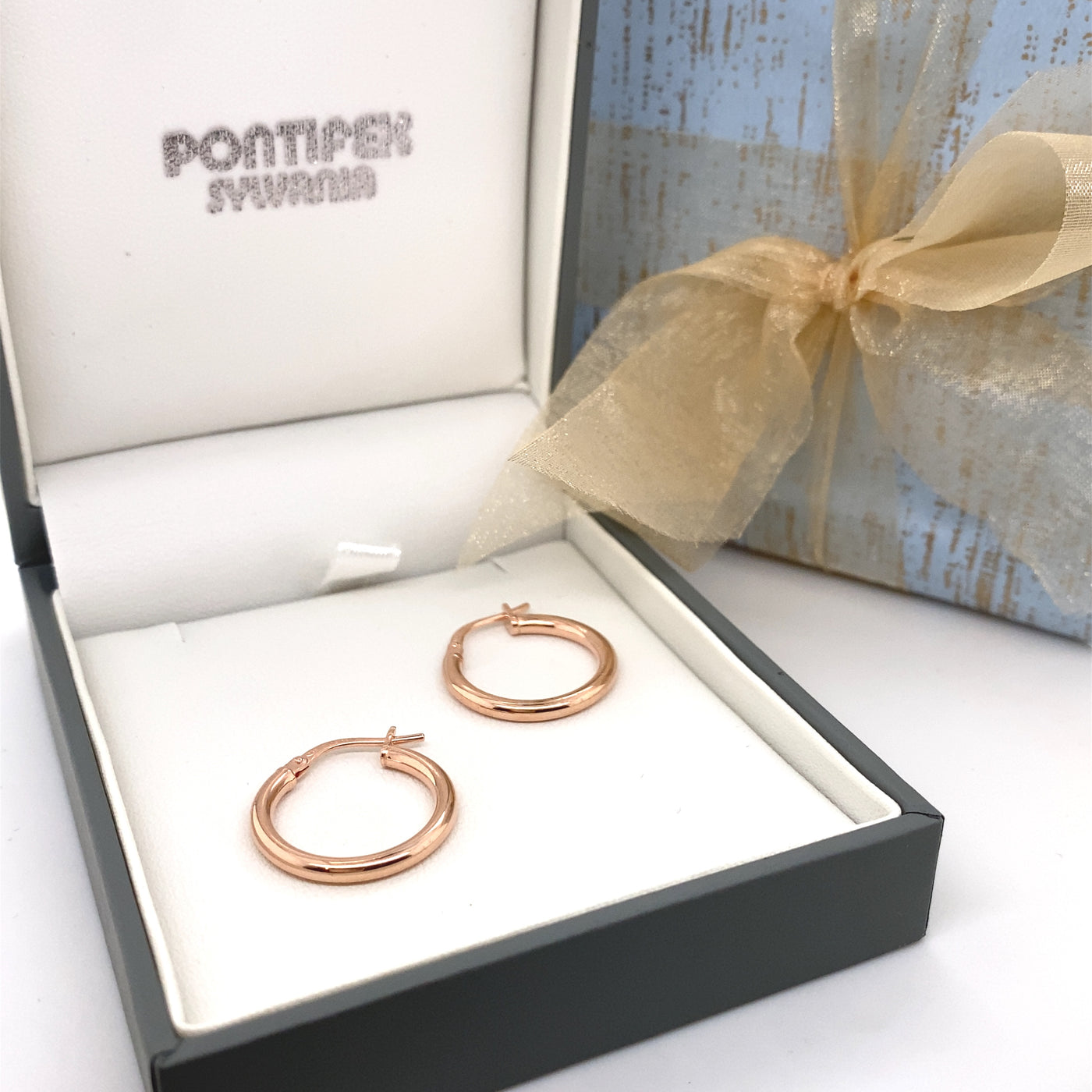 9ct Rose Gold Silver Filled Hoops - 16mm