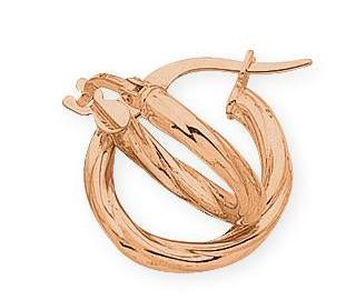 9ct Rose Gold Silver Filled Twist Hoop Earrings - 14mm