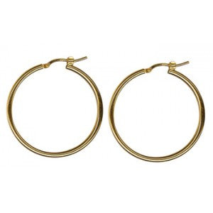 9ct Yellow Gold Plain Hoop Earrings - 30mm