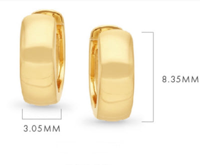 9ct Yellow Gold Small Huggie Earrings.