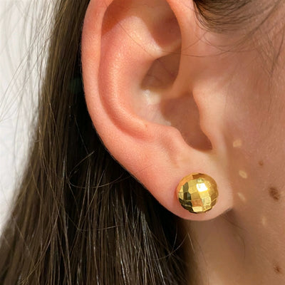 9ct Gold Mirror Patterned Dome Studs