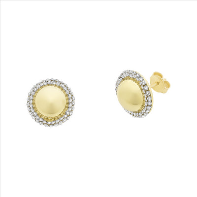 9ct Gold Swarovski Crystal Dome Stud Earrings.