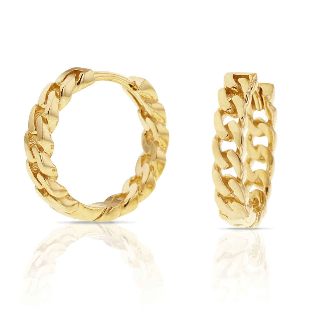 9ct Gold Curb Link Huggie Earrings.