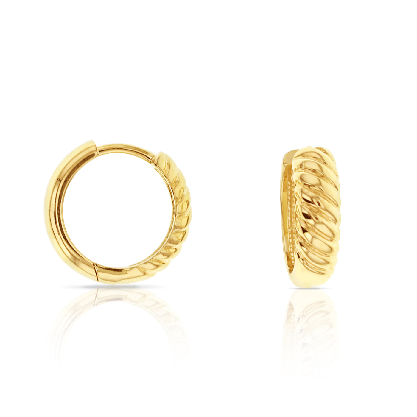 9ct Yellow Gold Rope Look Huggie Earrings.