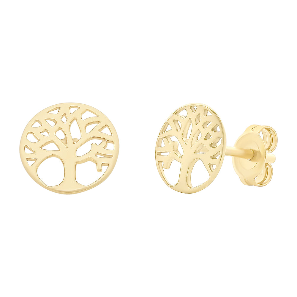 9ct Gold Tree of Life Stud Earrings.