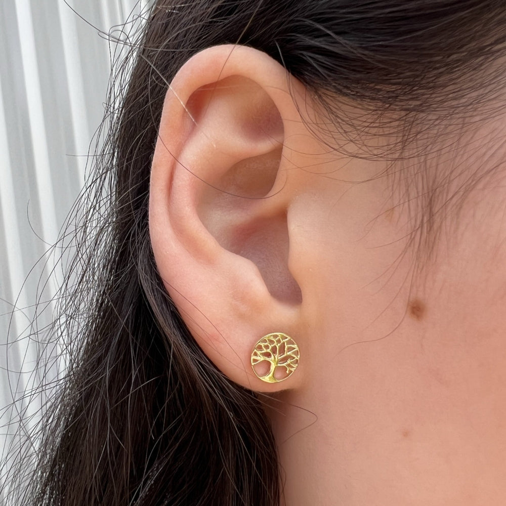 9ct Gold Tree of Life Stud Earrings.