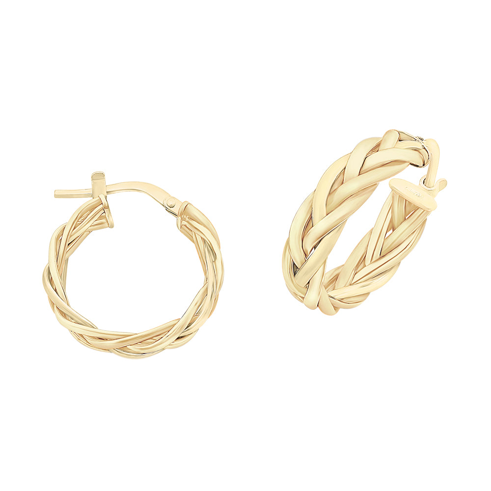 9ct Gold Plaited hoop Earrings.