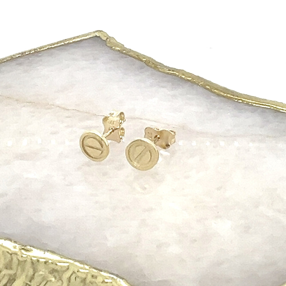 9ct Gold Screw Head design Stud Earrings.