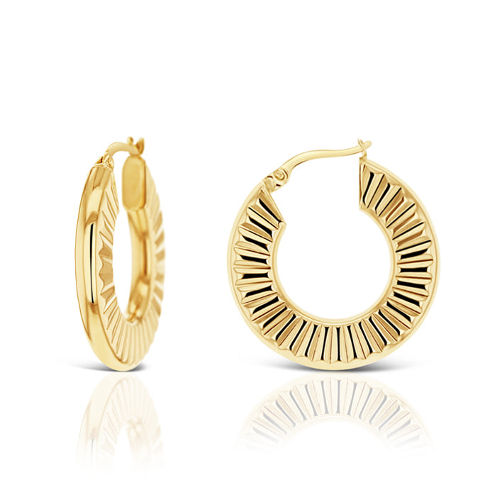 9ct Gold Rigged Hoop Earrings