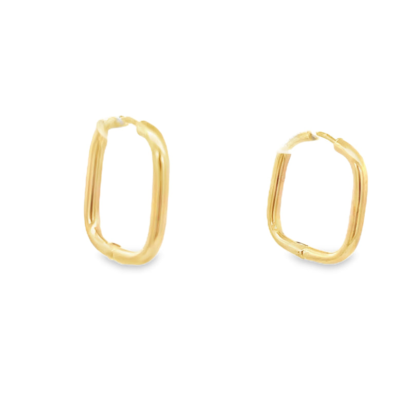 9ct Yellow Gold Square Shaped Hoop Earrings.