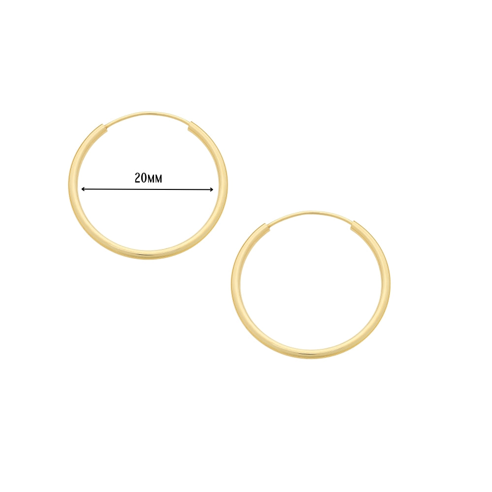 9ct Gold Sleeper Syle Hoop Earrings - 20mm