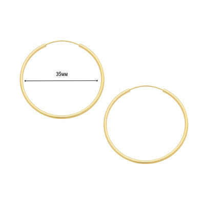 9ct Gold Sleeper Syle Hoop Earrings- 35mm