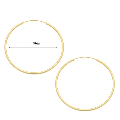 9ct Gold Sleeper Syle Hoop Earrings - 40mm