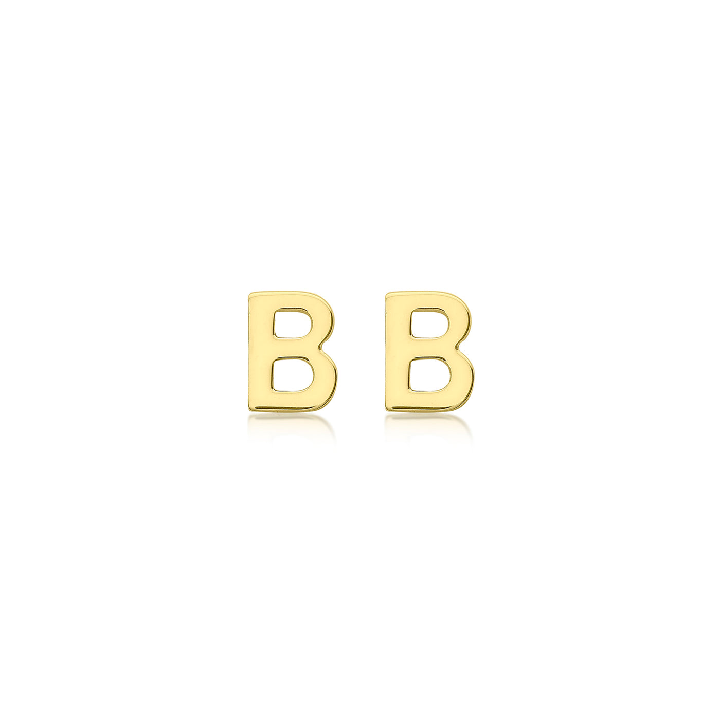 9ct Yellow Gold mini initial 'B' Stud Earrings.