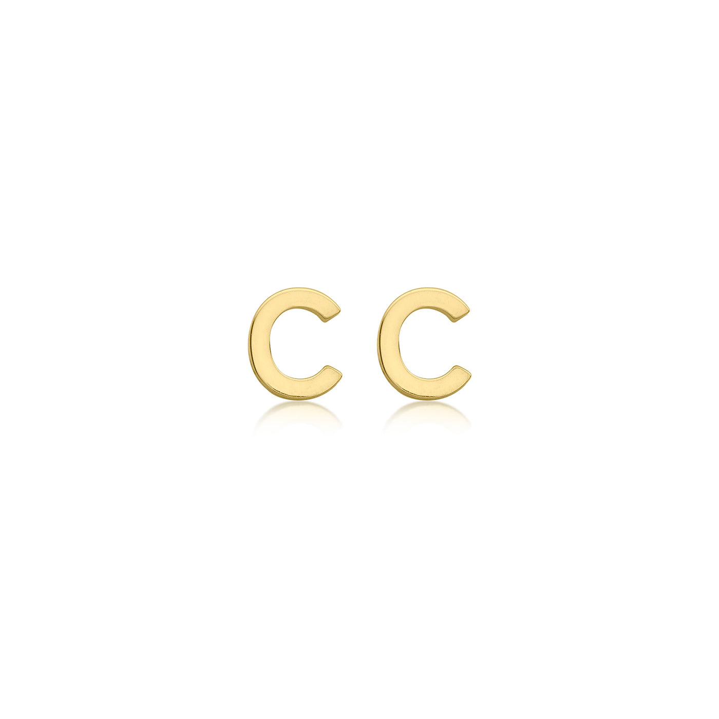 9ct Yellow Gold mini initial 'C' Stud Earrings.