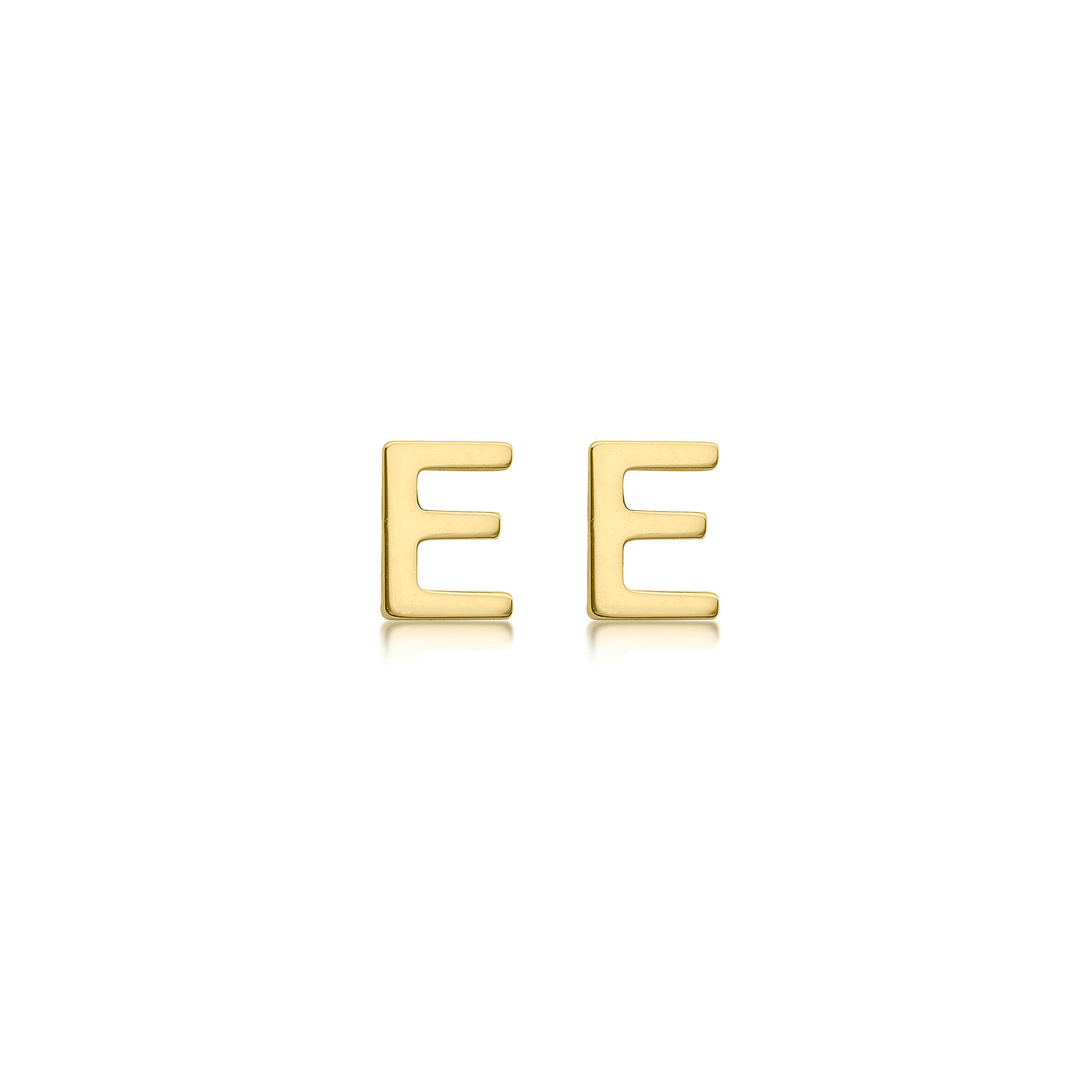 9ct Yellow Gold mini initial 'E' Stud Earrings.