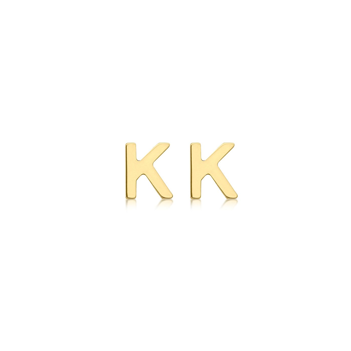 9ct Yellow Gold mini initial 'K' Stud Earrings.