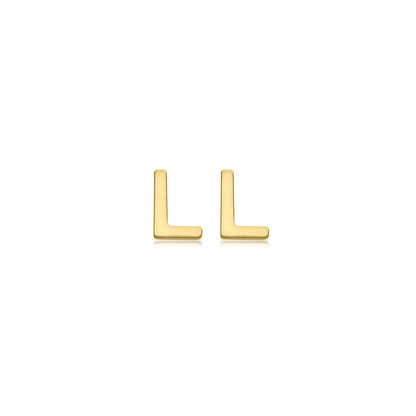 9ct Yellow Gold mini initial 'L' Stud Earrings.