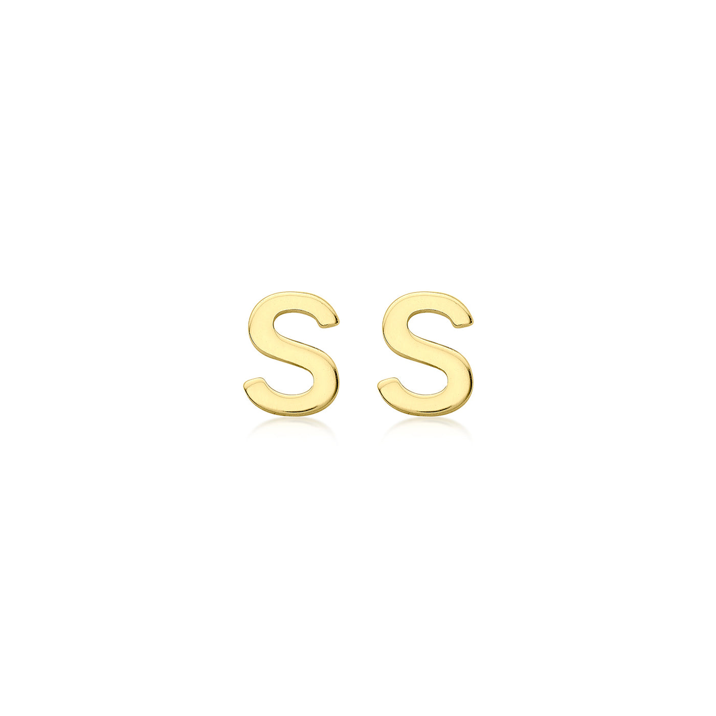 9ct Yellow Gold mini initial 'S' Stud Earrings.