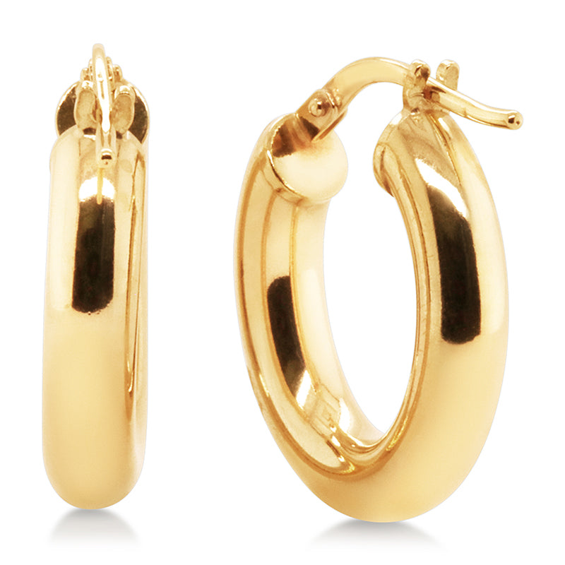 Yellow Gold Oval Tubular Hoop Earrings - 20mm x17mm