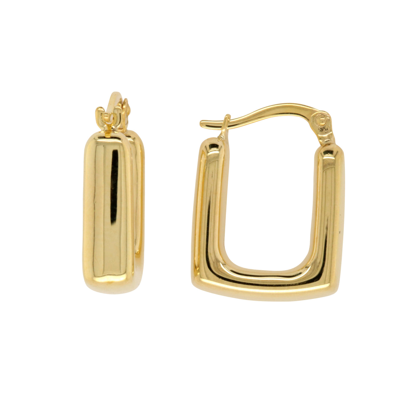 Yellow Gold Square Hoop Earrings - 19mm.